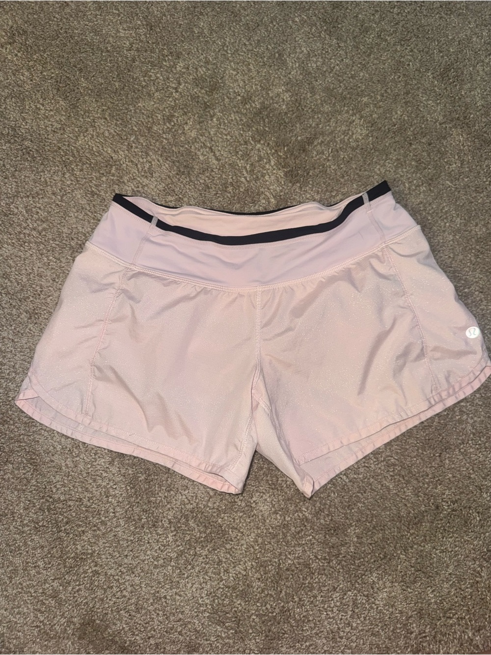 Light Pink sparkling Women’s Athletic Shorts with Contrast Waistband